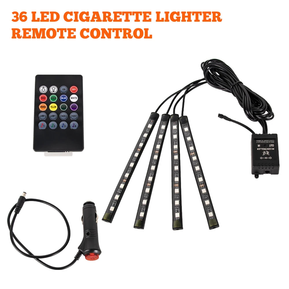 Premium Neon 48 72 Led Car Interior Ambient Foot Light With Usb Wireless Remote Music App Control Auto Rgb Atmosphere Decorative Lamps for Cars, Trucks & SUVs