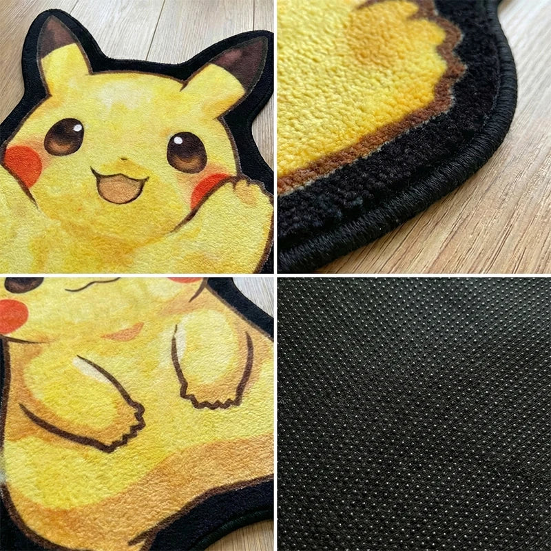 Premium Pokemon Pikachu Rug Anime Cartoon Mat Shaped Floor Carpet Non Slip Soft Watercolor Style Kids Room Bedroom Livingroom Decor Gift for Cars, Trucks & SUVs
