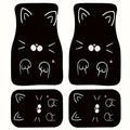 Premium 4Pcs Fit Cute Cartoon Cat Print Car Floor Mats, Front And Rear Seat All Weather Liner Protection For Most Cars, Sedans, Suv, Van for Cars, Trucks & SUVs