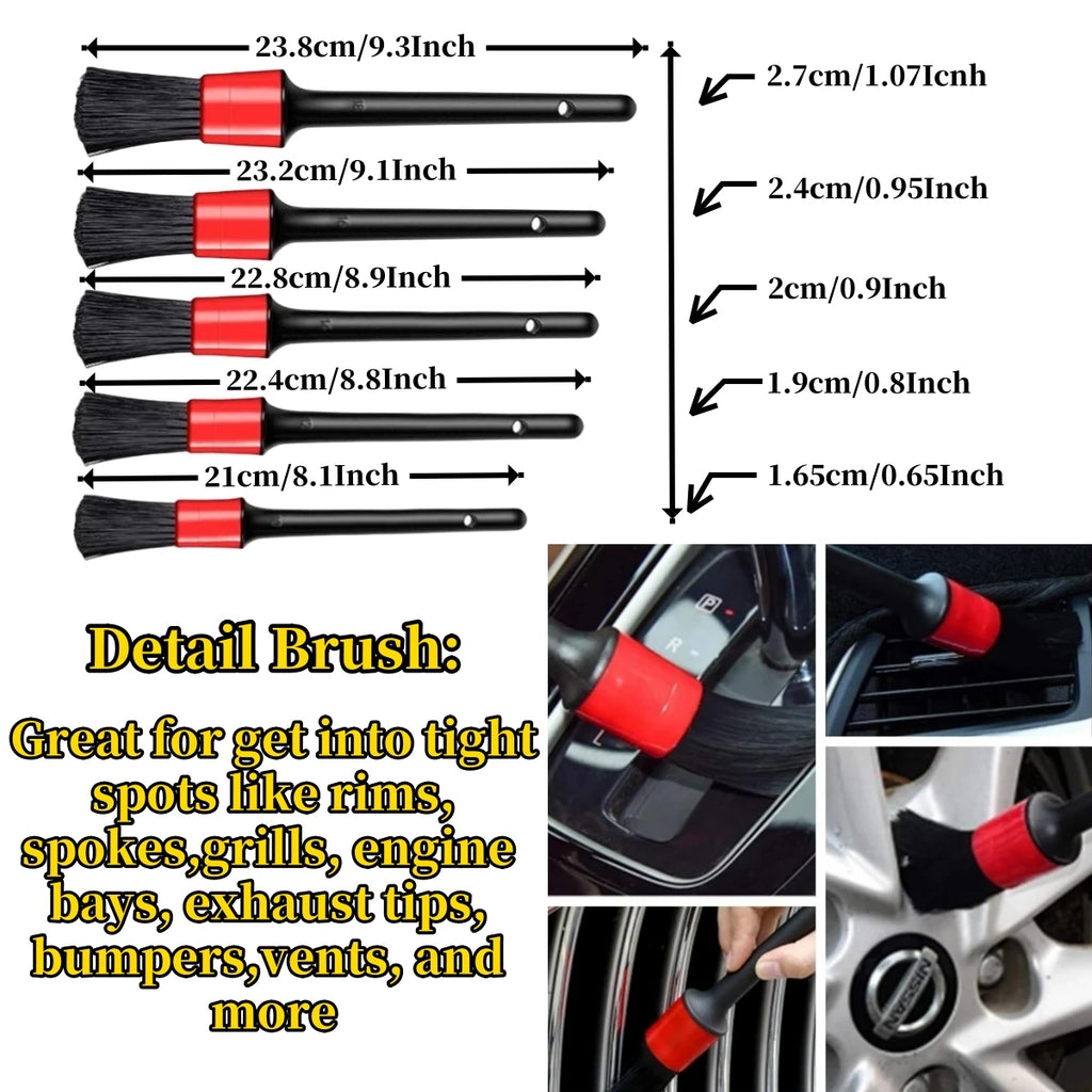 Premium Auto Tire Wheel Detailing Brushs Set Multifunctional Car Cleaning Tools For Car Rim Tire Bendable Detail Clean Easy Car Wash Too for Cars, Trucks & SUVs