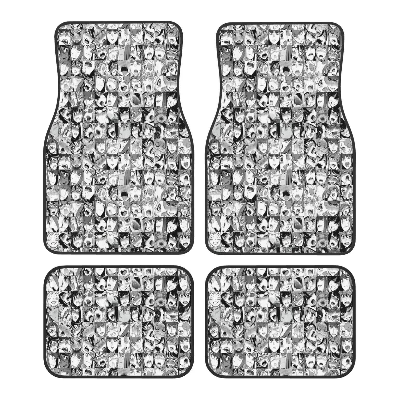 Premium Black Anime Girls Print 4Pcs Crystal Velvet Car Floor Mats Set Of Four Anti Fouling Car Mats Carpet Anti Slip Car Floor Mat for Cars, Trucks & SUVs