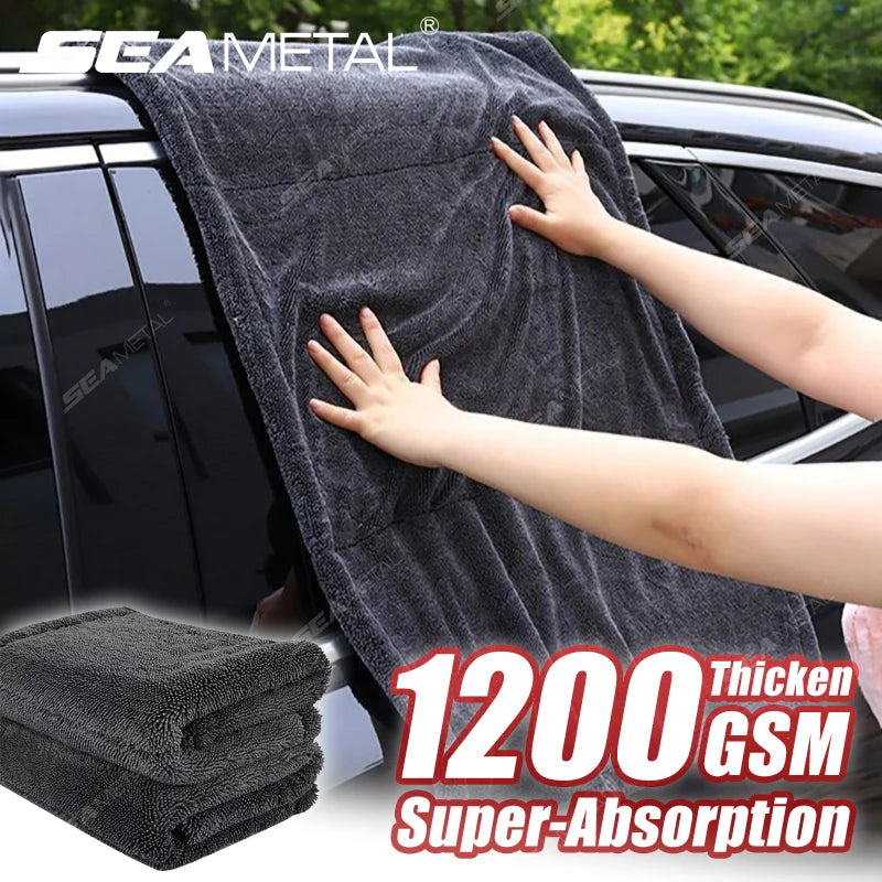 Premium Seametal Heavy Duty Car Towel 1200Gsm Super Absorption Microfiber Drying Cloth Ultra Soft Scratch Free Car Detailing Towel for Cars, Trucks & SUVs