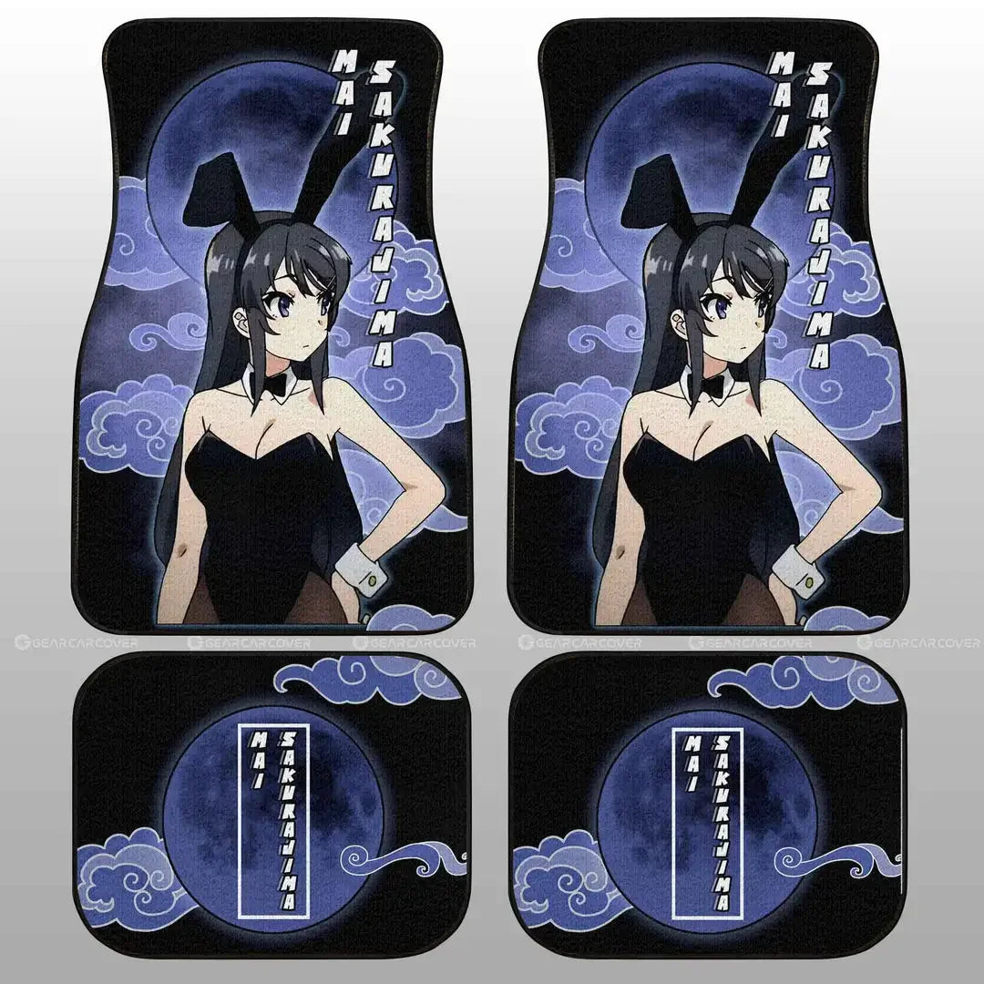 Premium Waifu Mai Sakurajima Car Floor Mats Custom Bunny Girl Senpai Anime Car Accessories For Anime Fans for Cars, Trucks & SUVs