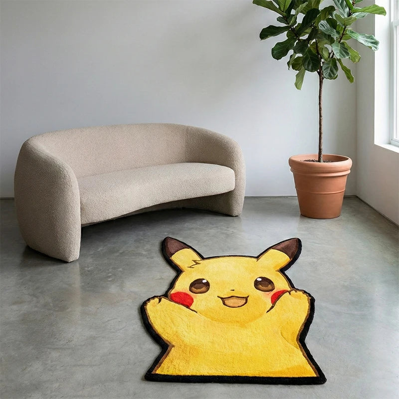 Premium Pokemon Pikachu Rug Anime Cartoon Mat Shaped Floor Carpet Non Slip Soft Watercolor Style Kids Room Bedroom Livingroom Decor Gift for Cars, Trucks & SUVs