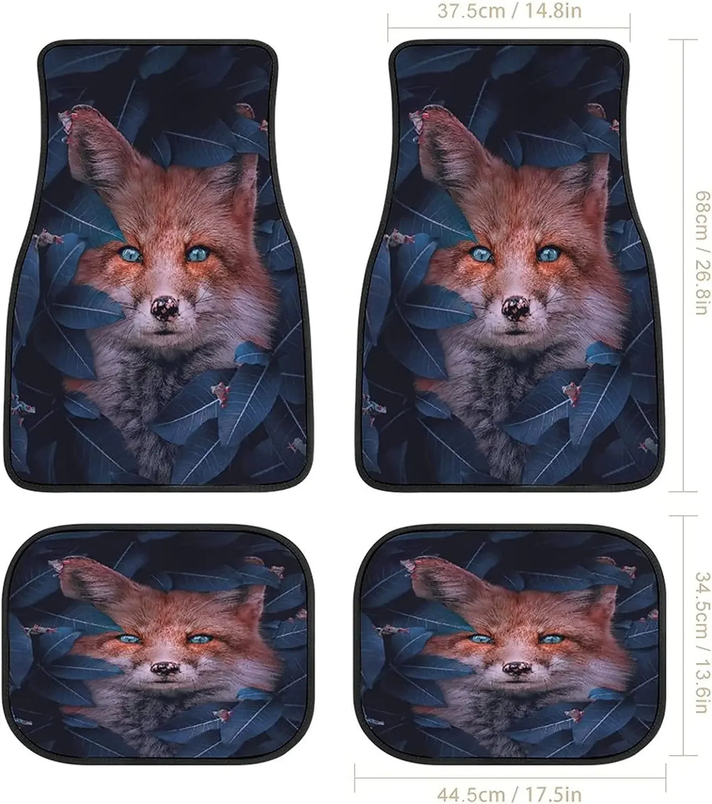 Premium Cute Fox Frog Animal Car Mats Universal Fit Car Floor Mats Fashion Soft Waterproof Car Carpet Front&Rear 4 Pieces Full Set Fit F for Cars, Trucks & SUVs