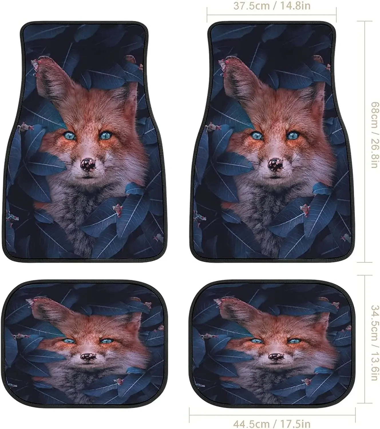 Premium Cute Fox Frog Animal Car Mats Universal Fit Car Floor Mats Fashion Soft Waterproof Car Carpet Front&Rear 4 Pieces Full Set Fit F for Cars, Trucks & SUVs