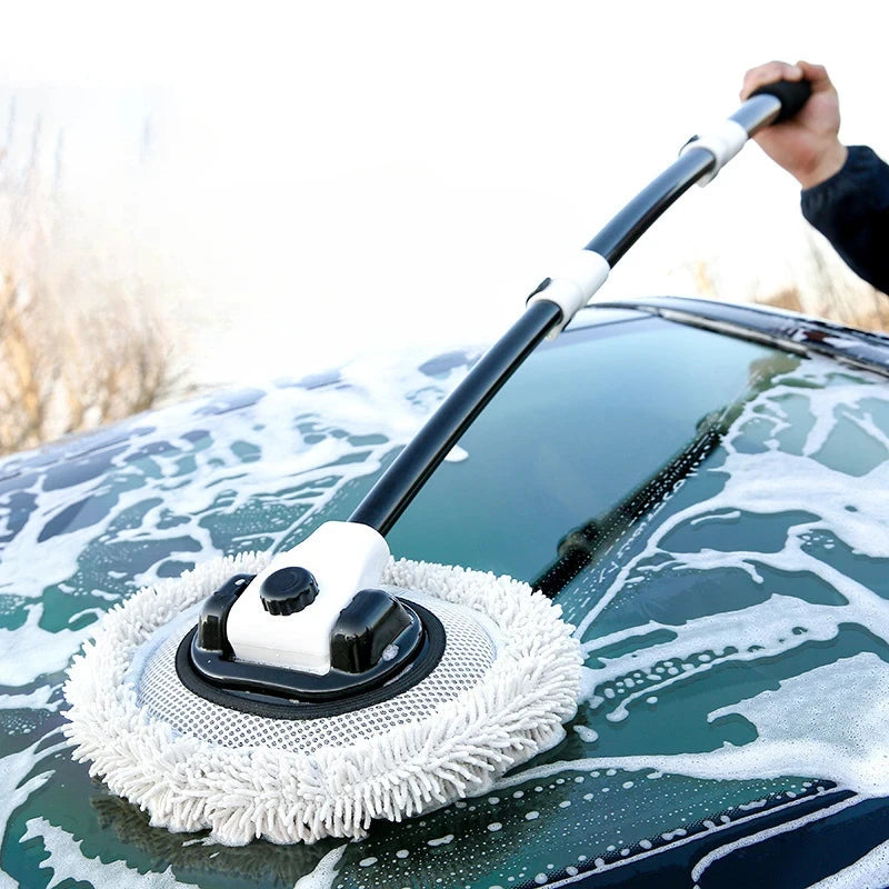 Premium Car Wash Brush Car Cleaning Brush Telescoping Long Handle Mop Soft Hair Chenille Broom Universal Window Wash Auto Accessories for Cars, Trucks & SUVs