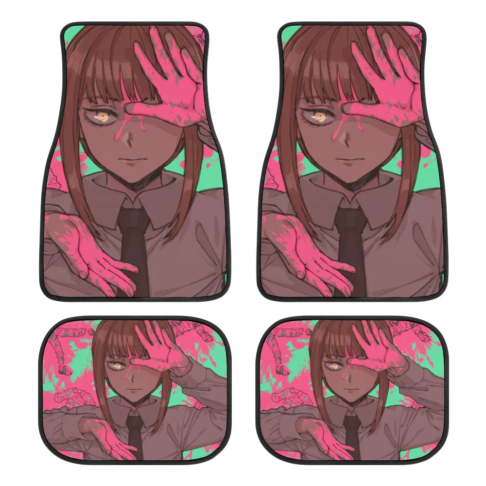 Premium Anime Chainsaw Man Universal Fit Front/Rear 4 Pcs Horrible Full Set Print Custom Design Carpet Car Suv Truck Floor Mats Doormat for Cars, Trucks & SUVs