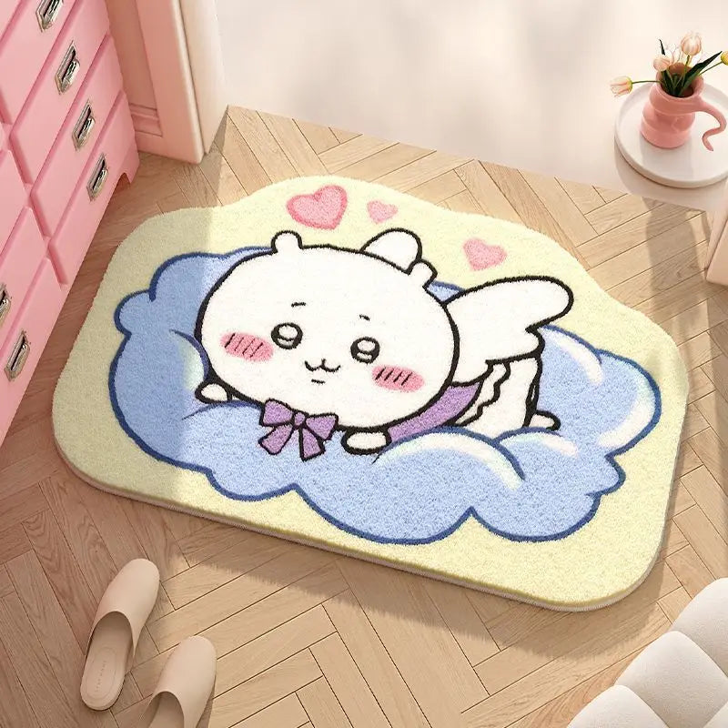 Premium Chiikawa Cute Rug Plush Floor Mat Bathroom Non Slip Carpet Car Cushion Soft Living Kawaii Room Decor Usagi Hachiware Gift Toy for Cars, Trucks & SUVs