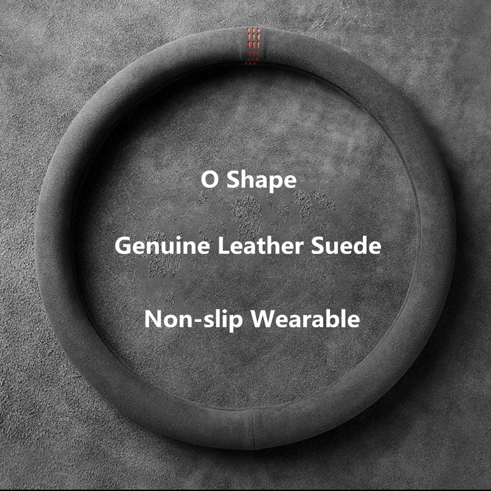 Premium Car Steering Wheel Covers Cowhide Suede Steering Wheel Cover Wrap Universal 37 38Cm Breathable Steering Covers Car Accessories for Cars, Trucks & SUVs