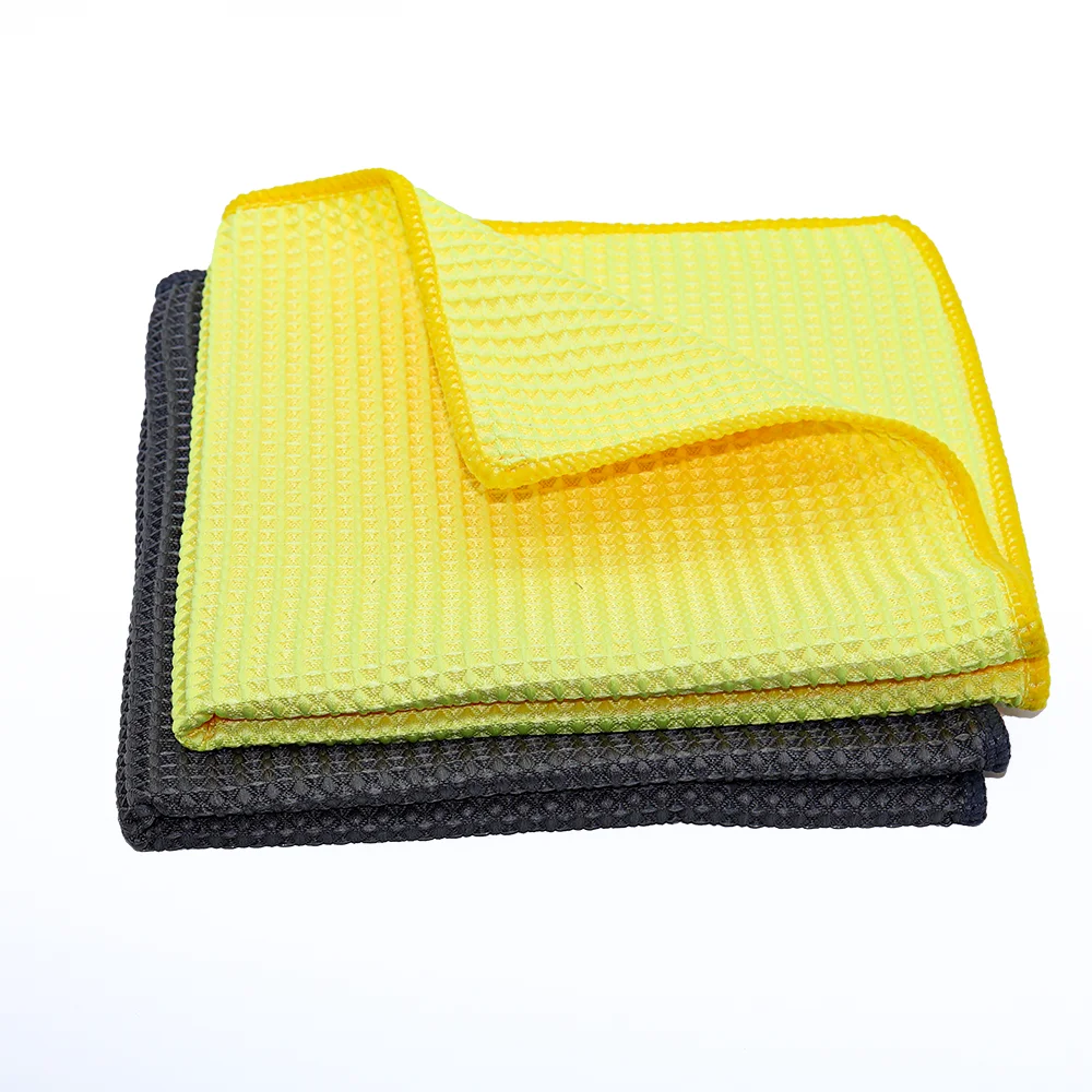 Premium Autobright 40X40Cm Glass Cleaning Towel Yellow Grey Wash Towels Car Detailing Drying Cloth Kitchenware Cleaning  Accessories for Cars, Trucks & SUVs