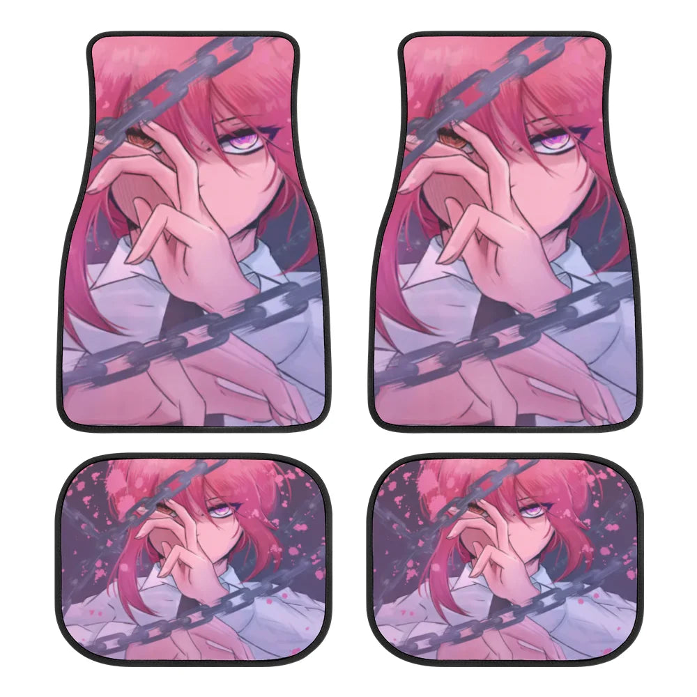 Premium Anime Chainsaw Man Universal Fit Front/Rear 4 Pcs Horrible Full Set Print Custom Design Carpet Car Suv Truck Floor Mats Doormat for Cars, Trucks & SUVs