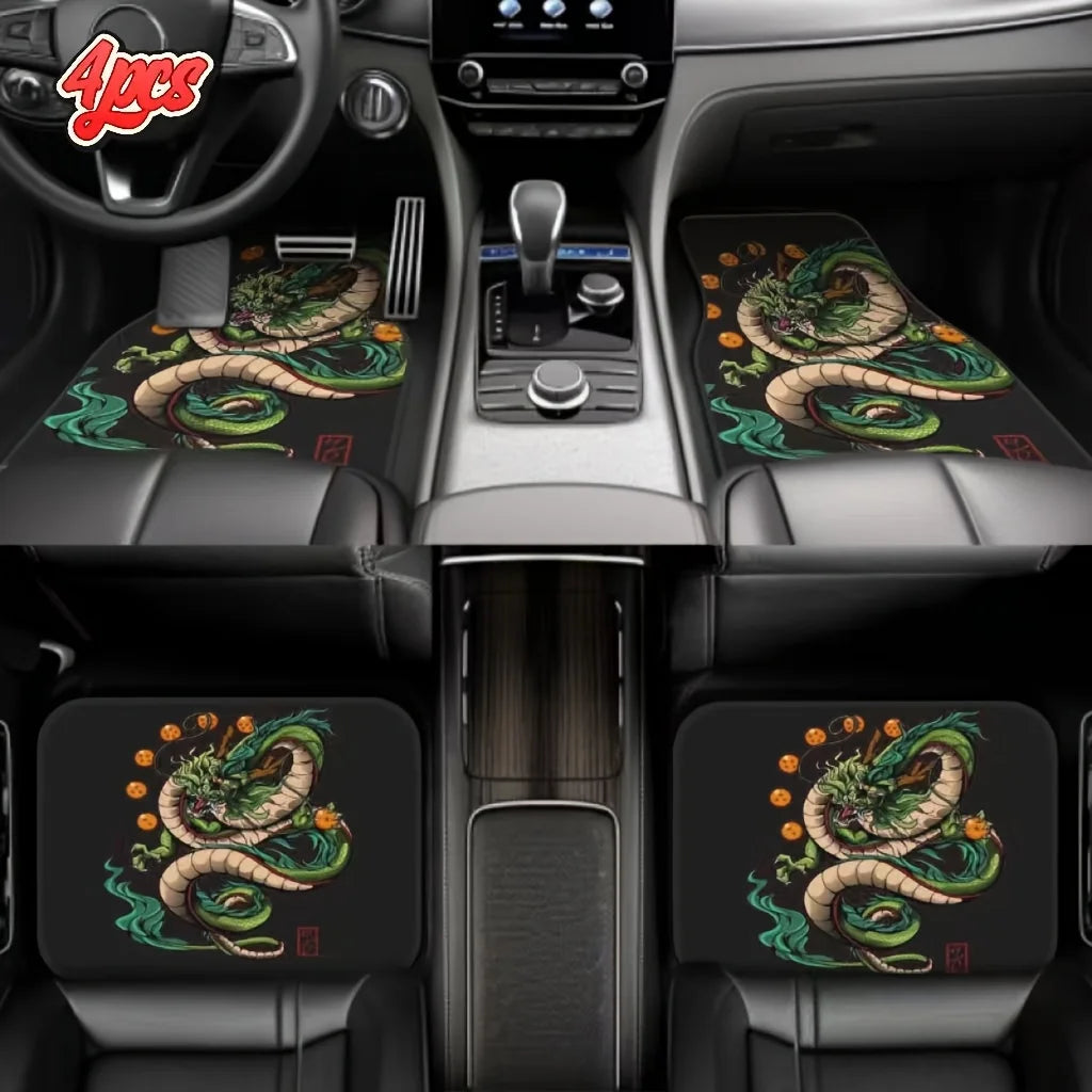 Premium 4Pcs Dragon King Design Car Mats, Non Slip, Waterproof, Interior Protection Accessories   Valentine'S Day, The Perfect Men Gift for Cars, Trucks & SUVs