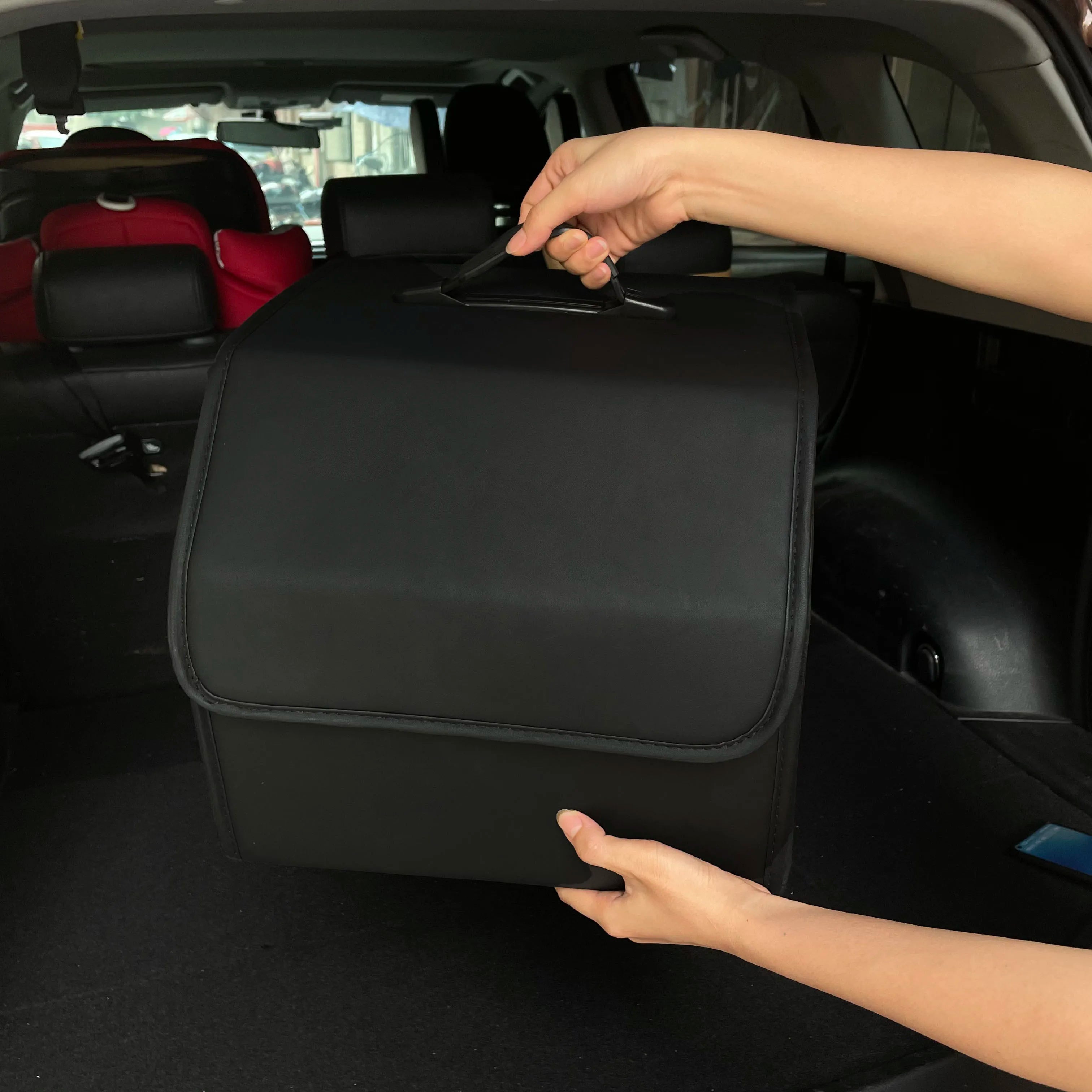 Premium Storage Box Pu Leather Multipurpose Collapsible Car Trunk Storage Organizer Car Trunk Organizer Stowing Tidying Auto Accessories for Cars, Trucks & SUVs