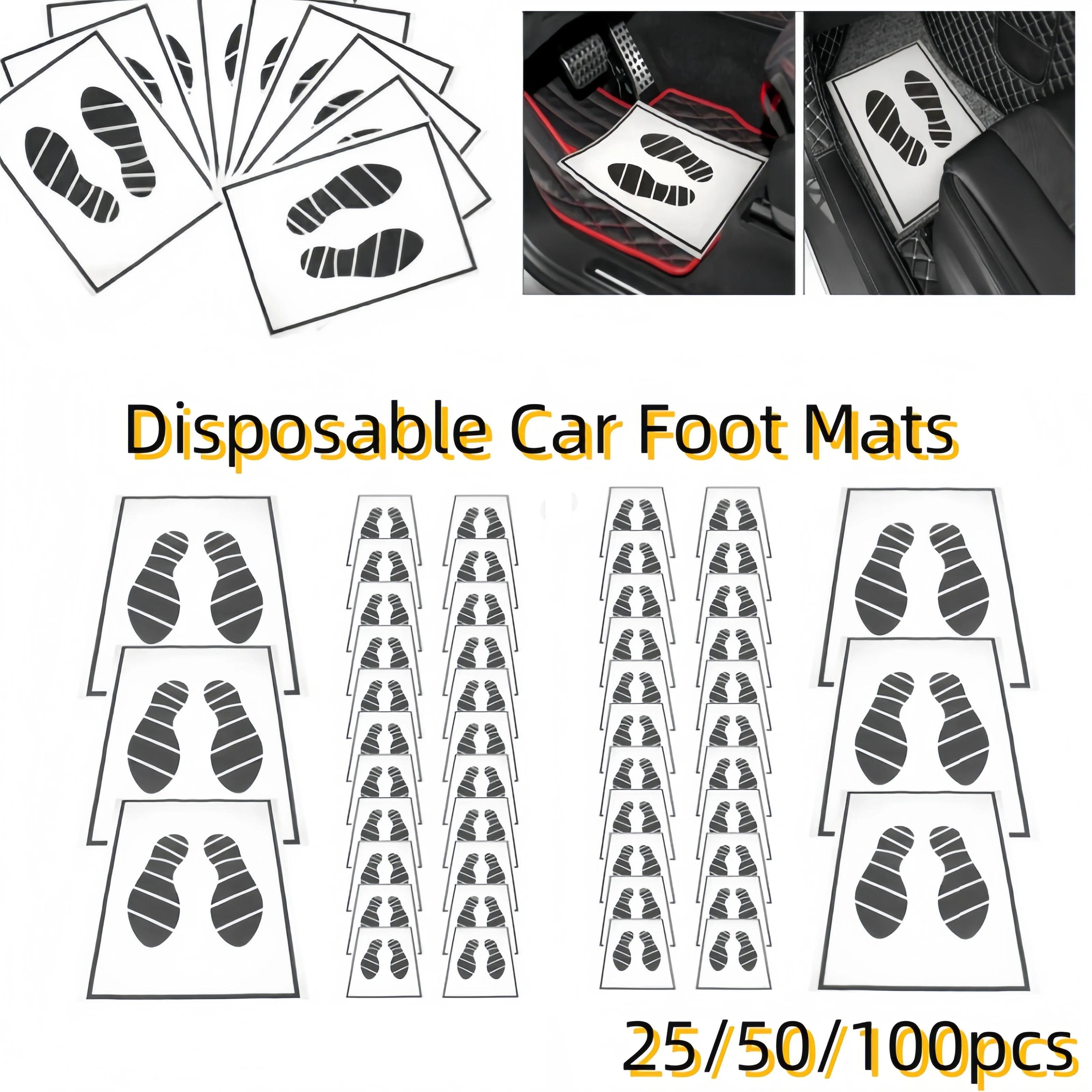 Premium High Quality Disposable Car Floor Mats 100 50 25Pcs Waterproof Anti Slip Paper Vehicle Protection Interior Car Accessories for Cars, Trucks & SUVs