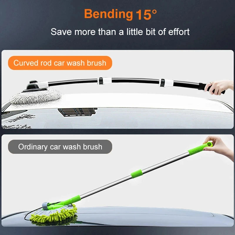 Premium Car Wash Brush Car Cleaning Brush Telescoping Long Handle Mop Soft Hair Chenille Broom Universal Window Wash Auto Accessories for Cars, Trucks & SUVs