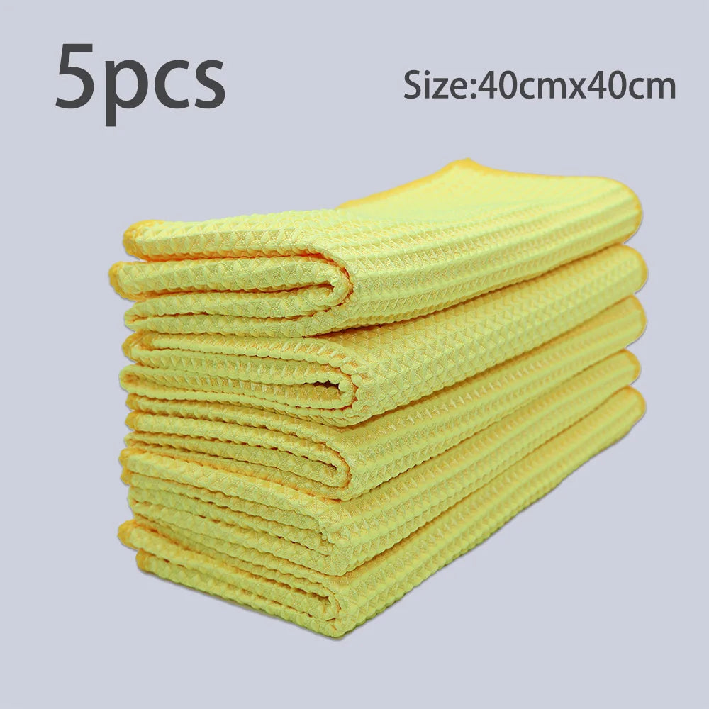 Premium Autobright 40X40Cm Glass Cleaning Towel Yellow Grey Wash Towels Car Detailing Drying Cloth Kitchenware Cleaning  Accessories for Cars, Trucks & SUVs