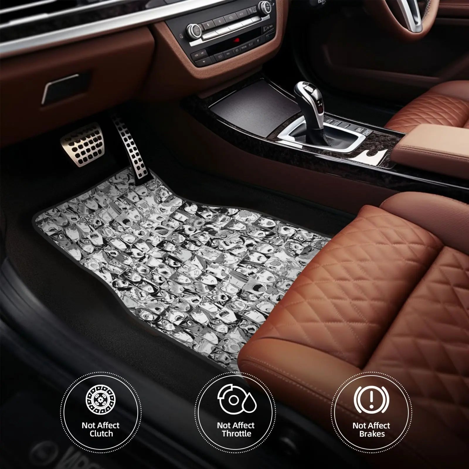 Premium Black Anime Girls Print 4Pcs Crystal Velvet Car Floor Mats Set Of Four Anti Fouling Car Mats Carpet Anti Slip Car Floor Mat for Cars, Trucks & SUVs