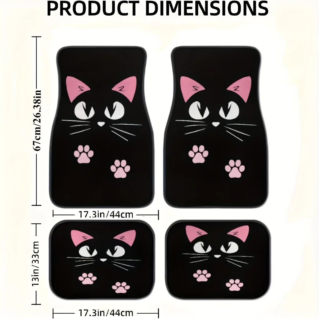 Premium 2/4Pcs Car Anti Skid Mats,Car Carpets,Cute Cartoon Cat Printed Car Floor Mats,Suitable For The Front And Rear Seats Of Most Cars for Cars, Trucks & SUVs