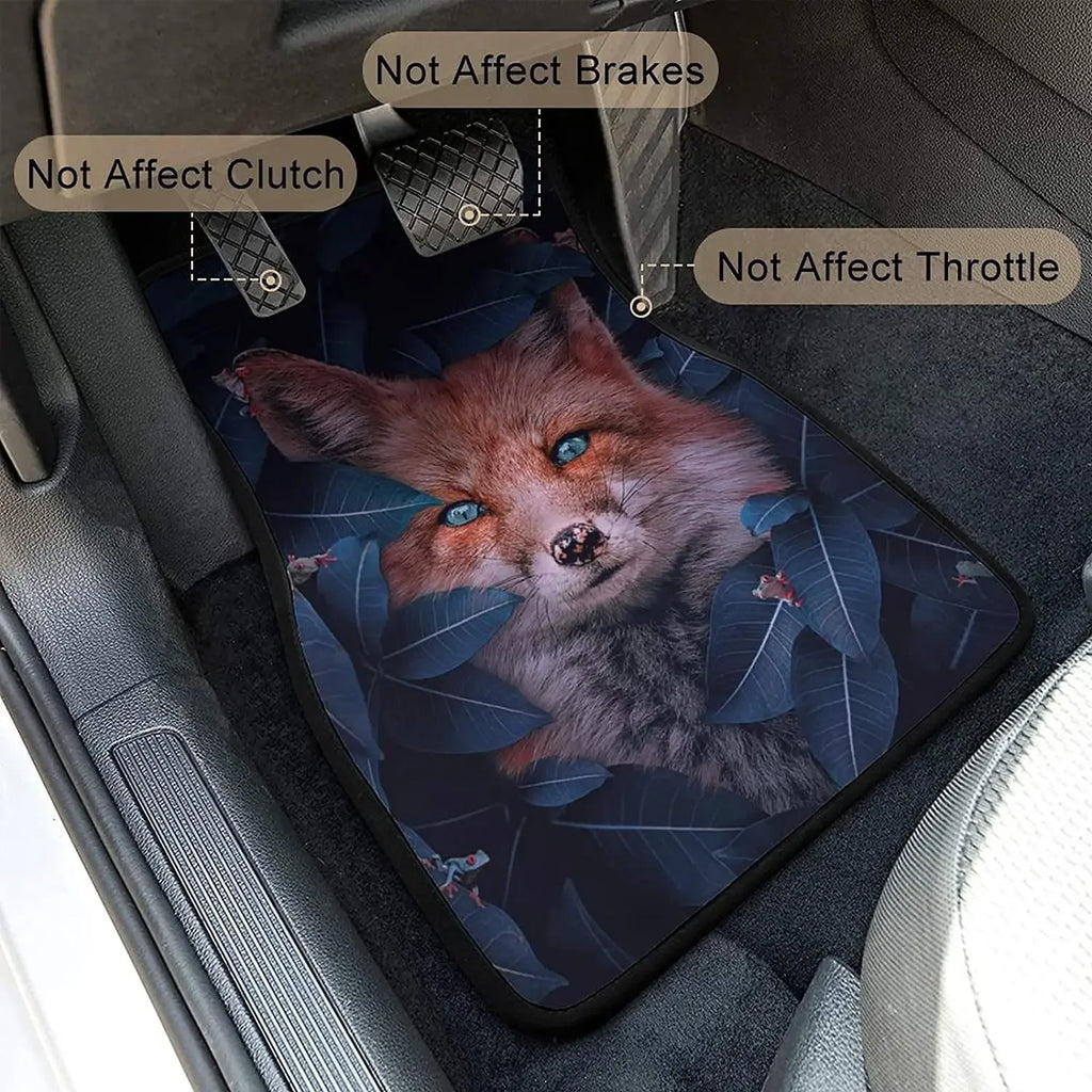 Premium Cute Fox Frog Animal Car Mats Universal Fit Car Floor Mats Fashion Soft Waterproof Car Carpet Front&Rear 4 Pieces Full Set Fit F for Cars, Trucks & SUVs