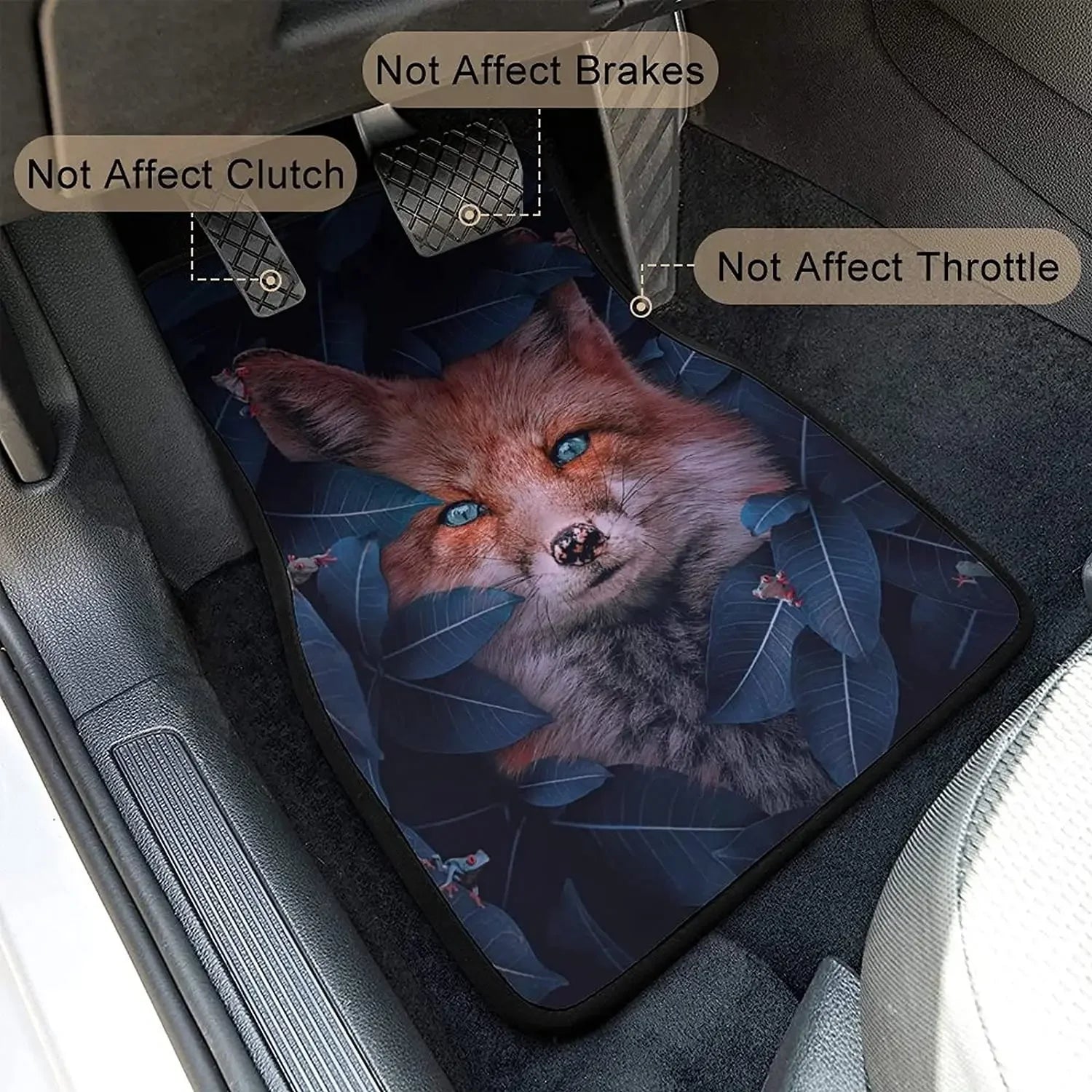 Premium Cute Fox Frog Animal Car Mats Universal Fit Car Floor Mats Fashion Soft Waterproof Car Carpet Front&Rear 4 Pieces Full Set Fit F for Cars, Trucks & SUVs