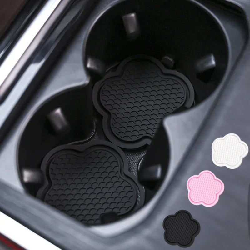Premium 2Pcs Car Cup Coaster Flower Shaped Silicone Waterproof Non Slip Sift Proof Spill Saucer Car Interior Accessories for Cars, Trucks & SUVs