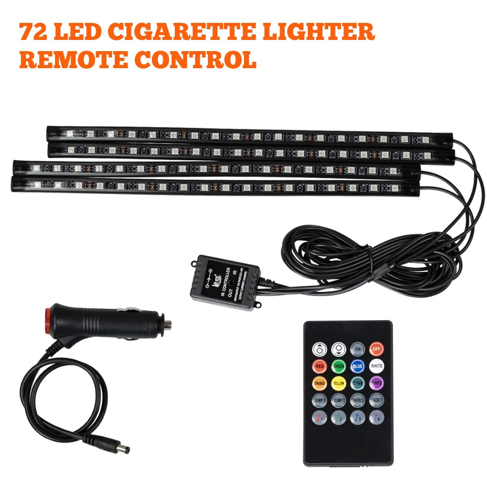 Premium Neon 48 72 Led Car Interior Ambient Foot Light With Usb Wireless Remote Music App Control Auto Rgb Atmosphere Decorative Lamps for Cars, Trucks & SUVs