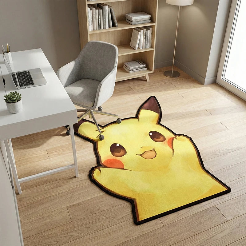 Premium Pokemon Pikachu Rug Anime Cartoon Mat Shaped Floor Carpet Non Slip Soft Watercolor Style Kids Room Bedroom Livingroom Decor Gift for Cars, Trucks & SUVs