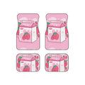 Premium Tasty Strawberry Milk Car Floor Mats, Cute Japanese Style Kawaii Anime Strawberry Milk Print Car Floor Mat, Japanese Girly Car D for Cars, Trucks & SUVs