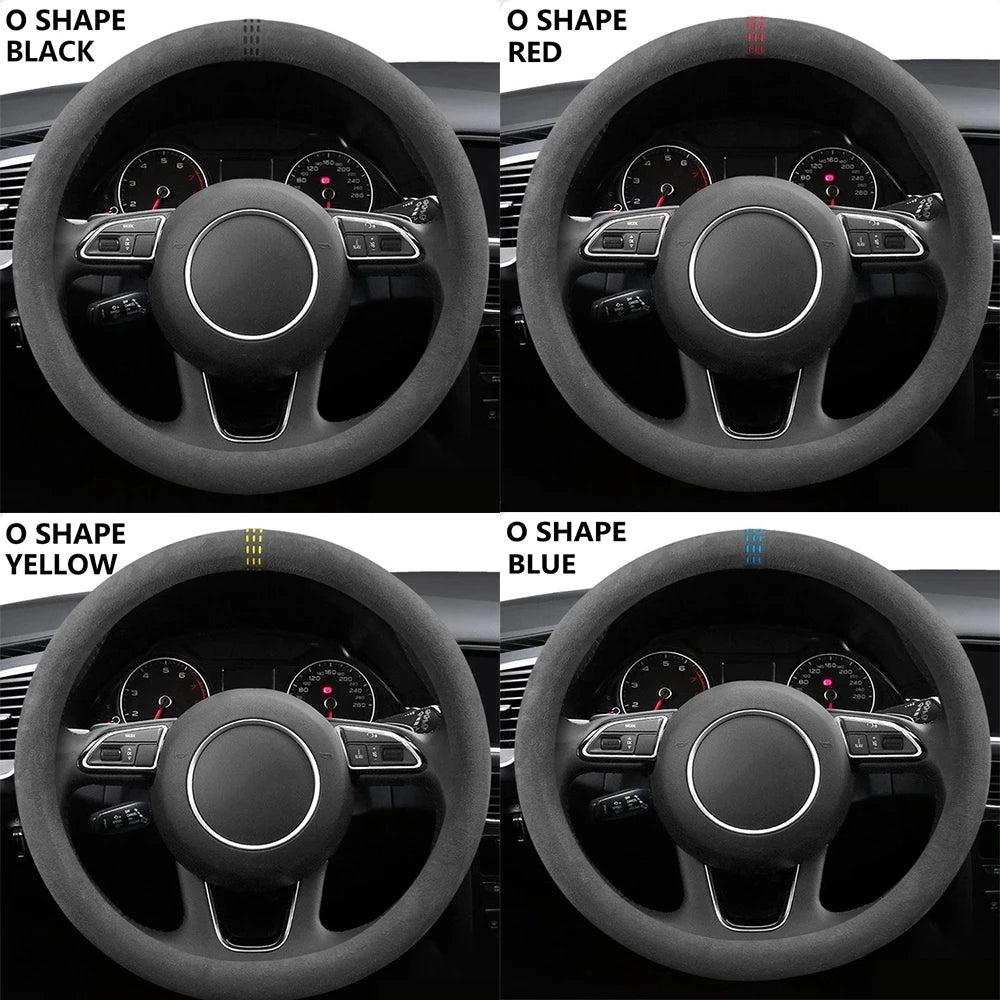 Premium Car Steering Wheel Covers Cowhide Suede Steering Wheel Cover Wrap Universal 37 38Cm Breathable Steering Covers Car Accessories for Cars, Trucks & SUVs