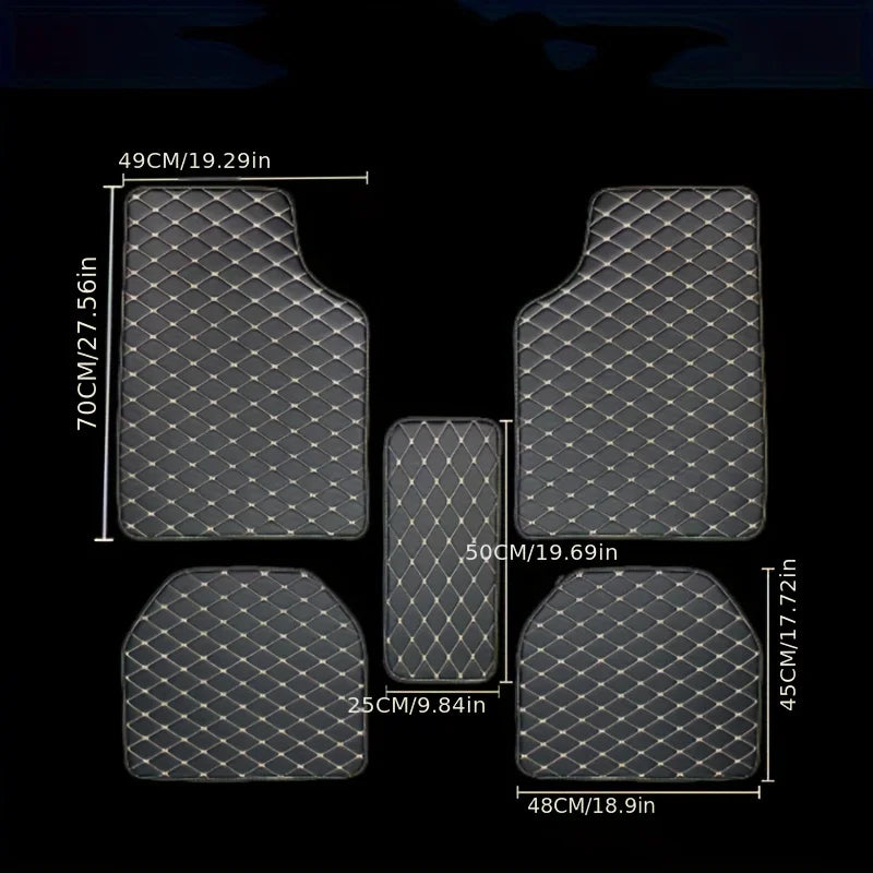 Premium 5Pcs Car Floor Mats Pu Leather Waterproof Auto Foot Pad Protector Pads Fashion Universal Car Carpet Cushion For All Seasons for Cars, Trucks & SUVs