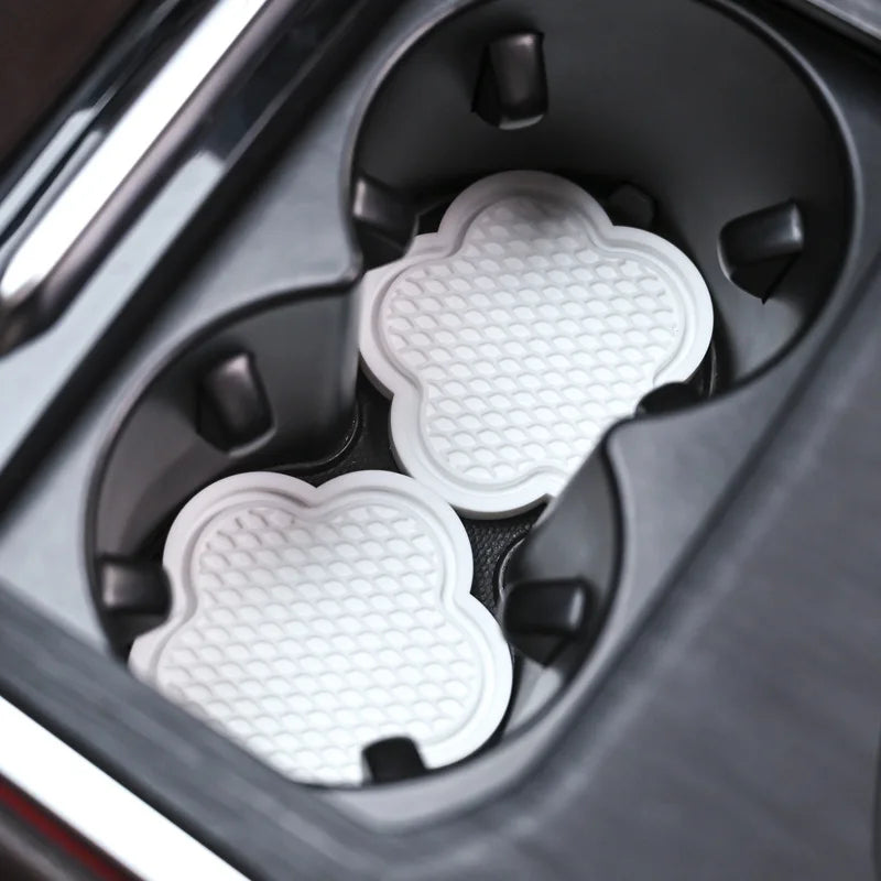 Premium 2Pcs Car Cup Coaster Flower Shaped Silicone Waterproof Non Slip Sift Proof Spill Saucer Car Interior Accessories for Cars, Trucks & SUVs