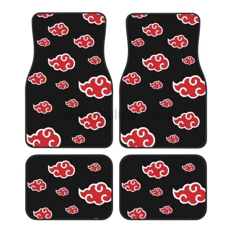 Premium Akatsuki Universal Japan Anime Car Floor Mats 4 Pieces Set Anti Slip Front And Rear Foot Mats Universal Car Accessories For Suv for Cars, Trucks & SUVs