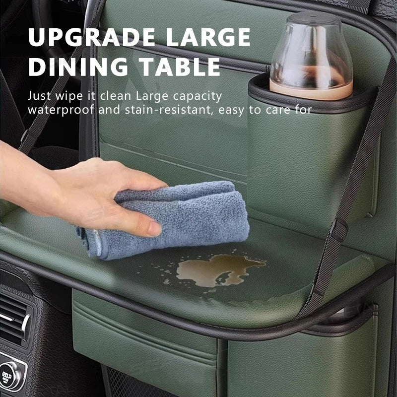 Premium Seametal Car Seat Back Storage Bag Large Capacity Multi Pocket Backseat Organizer Foldable Dining Table Tablet Tray Hanging Bag for Cars, Trucks & SUVs