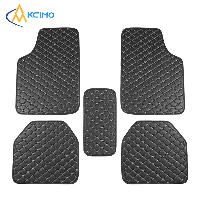 Premium 5Pcs Car Floor Mats Pu Leather Waterproof Auto Foot Pad Protector Pads Fashion Universal Car Carpet Cushion For All Seasons for Cars, Trucks & SUVs