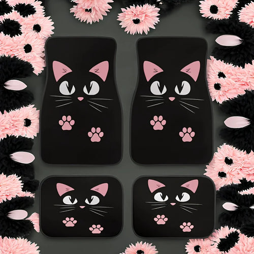 Premium 2/4Pcs Car Anti Skid Mats,Car Carpets,Cute Cartoon Cat Printed Car Floor Mats,Suitable For The Front And Rear Seats Of Most Cars for Cars, Trucks & SUVs