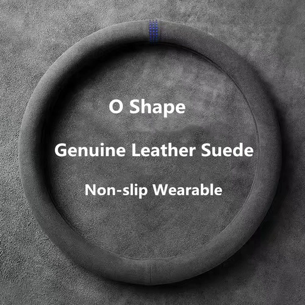Premium Car Steering Wheel Covers Cowhide Suede Steering Wheel Cover Wrap Universal 37 38Cm Breathable Steering Covers Car Accessories for Cars, Trucks & SUVs