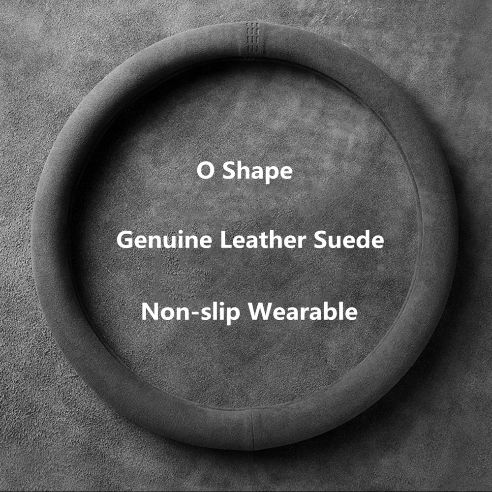 Premium Car Steering Wheel Covers Cowhide Suede Steering Wheel Cover Wrap Universal 37 38Cm Breathable Steering Covers Car Accessories for Cars, Trucks & SUVs