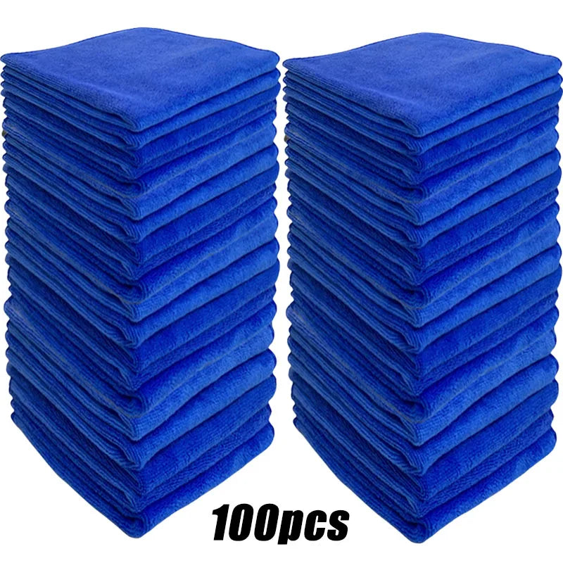 Premium 200Pcs Microfiber Towels Car Wash Drying Cloth Blue Car Care Detailing Cleaning Polishing Duster Home Kitchen Washing Rags for Cars, Trucks & SUVs