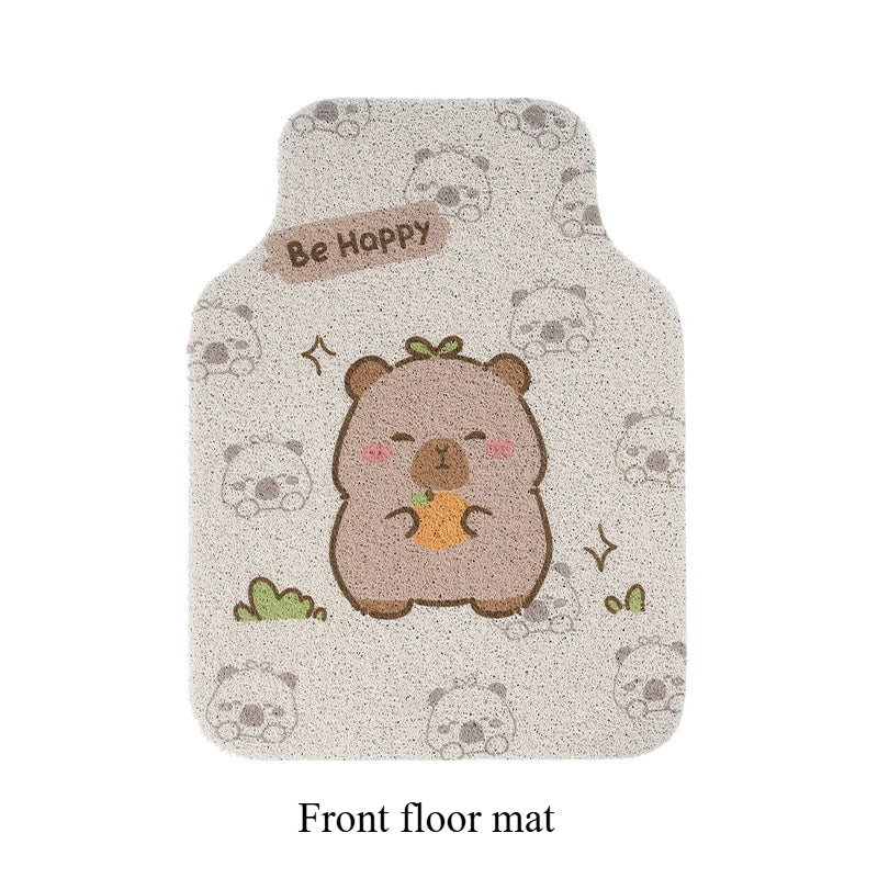 Premium Capybara Cute Cartoon Car Floor Mat Anti Slip Dirt Resistant Universal Silk Ring Foot Mat For Vehicle Interior Protection for Cars, Trucks & SUVs