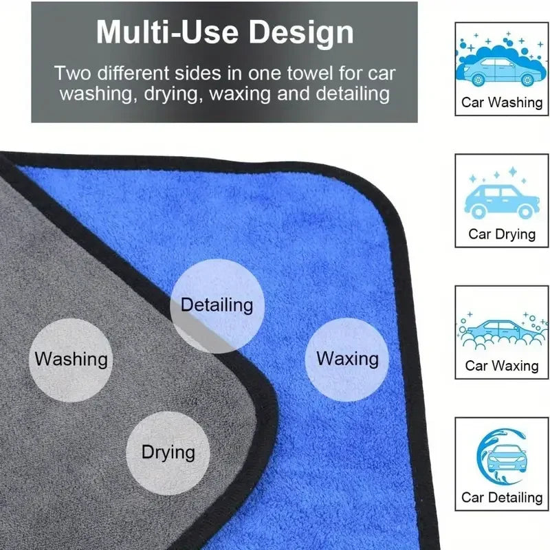 Premium 1 4Pcs Microfiber Car Washing Towel Soft Quick Drying Windows Mirrors Wiping Rags Home Double Layer Cleaning Cloths 500Gsm for Cars, Trucks & SUVs