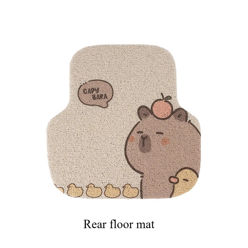 Premium Capybara Cute Cartoon Car Floor Mat Anti Slip Dirt Resistant Universal Silk Ring Foot Mat For Vehicle Interior Protection for Cars, Trucks & SUVs