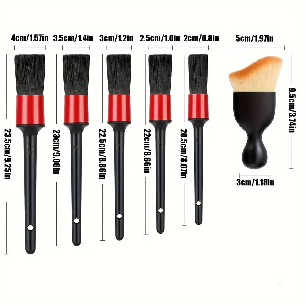 Premium 6Pcs Car Wash Care Detailing Brush Set,For Cleaning Wheels, Dashboards, Vents And More,Car Cleaning Brushes, Car Accessories for Cars, Trucks & SUVs