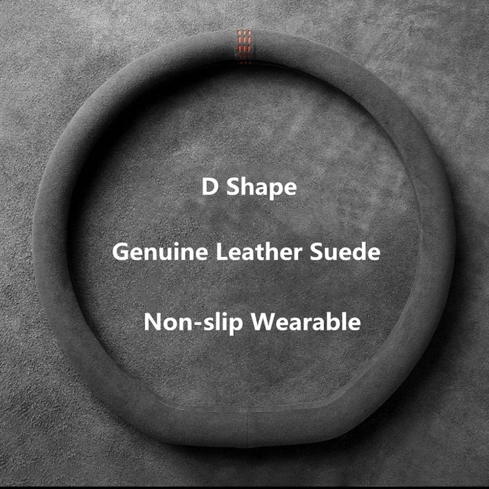 Premium Car Steering Wheel Covers Cowhide Suede Steering Wheel Cover Wrap Universal 37 38Cm Breathable Steering Covers Car Accessories for Cars, Trucks & SUVs