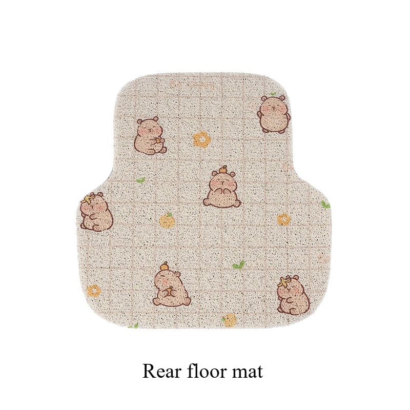Premium Capybara Cute Cartoon Car Floor Mat Anti Slip Dirt Resistant Universal Silk Ring Foot Mat For Vehicle Interior Protection for Cars, Trucks & SUVs