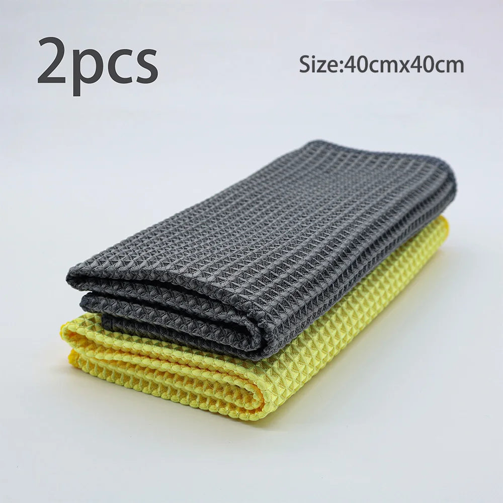 Premium Autobright 40X40Cm Glass Cleaning Towel Yellow Grey Wash Towels Car Detailing Drying Cloth Kitchenware Cleaning  Accessories for Cars, Trucks & SUVs