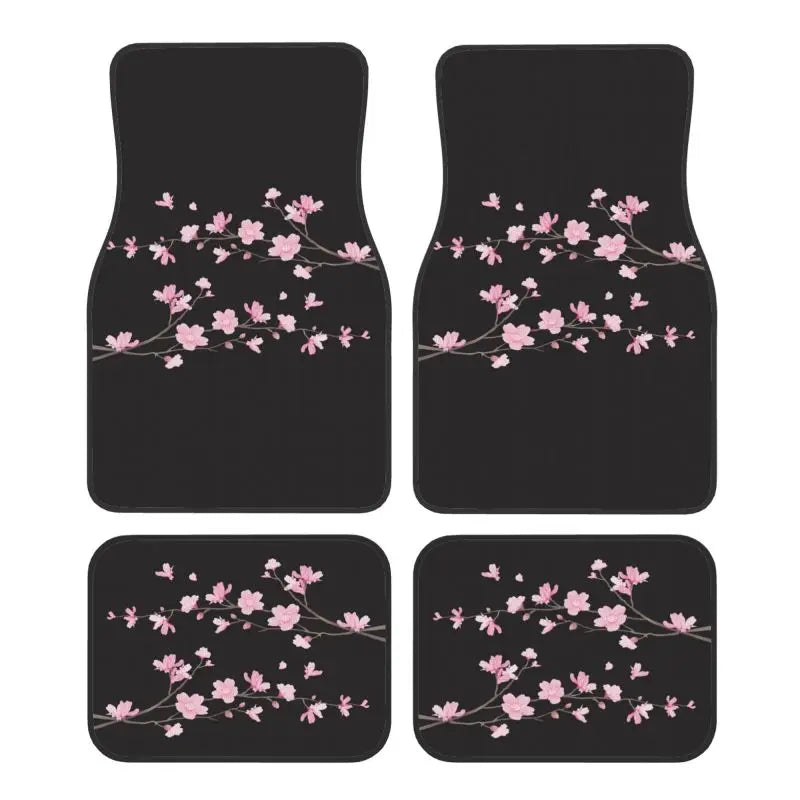Premium Japanese Sakura Cherry Blossoms Floor Mats Of 4 Pieces Car Front And Rear Foot Mat With Rubber Backing Car Accessories Universal for Cars, Trucks & SUVs