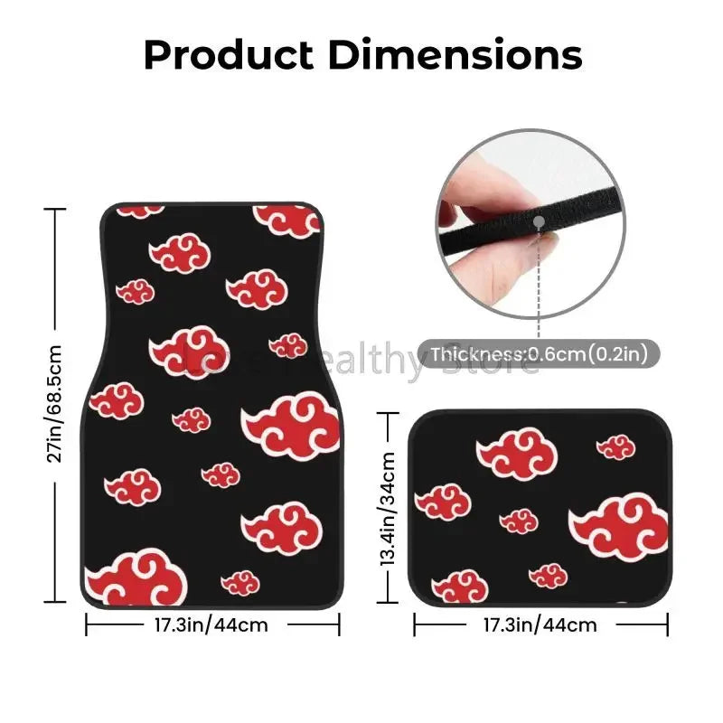 Premium Akatsuki Universal Japan Anime Car Floor Mats 4 Pieces Set Anti Slip Front And Rear Foot Mats Universal Car Accessories For Suv for Cars, Trucks & SUVs