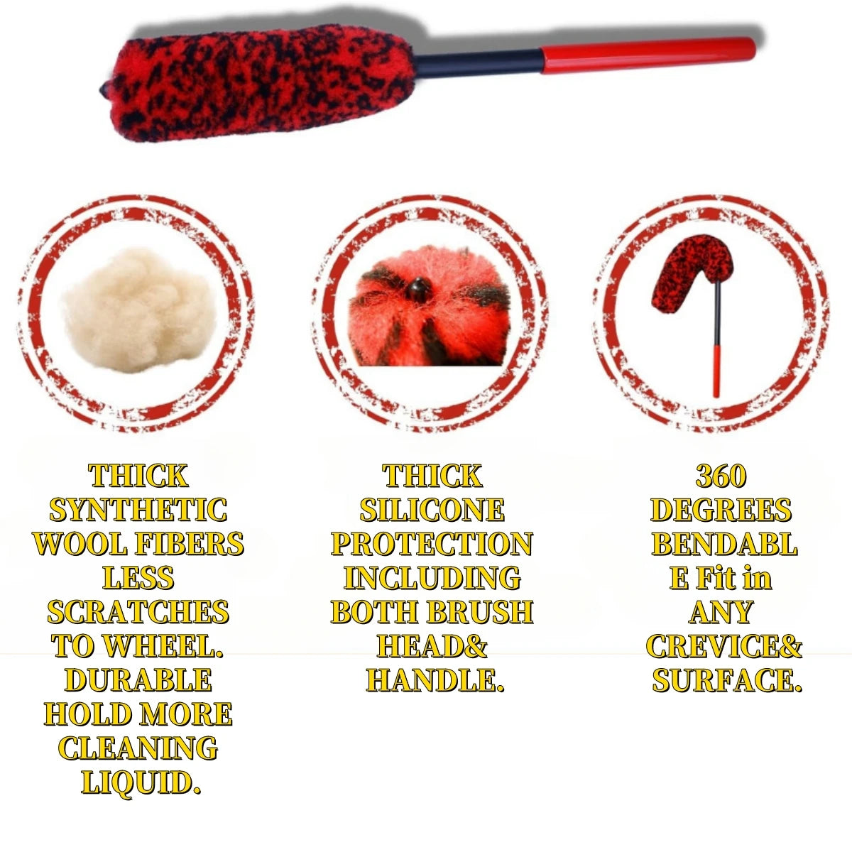 Premium Auto Tire Wheel Detailing Brushs Set Multifunctional Car Cleaning Tools For Car Rim Tire Bendable Detail Clean Easy Car Wash Too for Cars, Trucks & SUVs