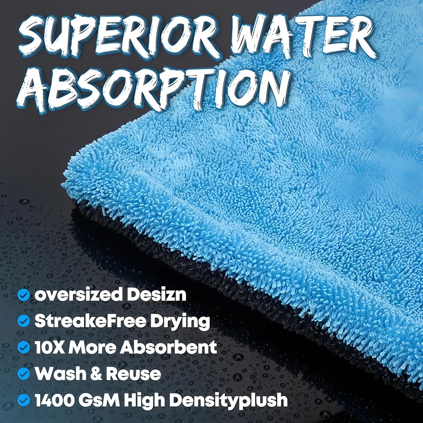 Premium Microfiber Car Wash Towel Large Car Quick Drying Cloth Super Absorbent Car Window Cleaning Towel Thicken Car Detailing Rags for Cars, Trucks & SUVs